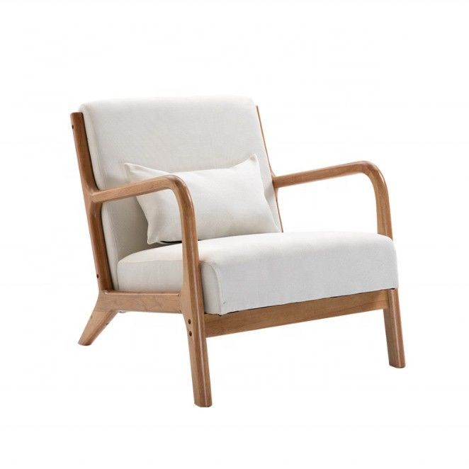 Mail Packing Solid Wood Frame Comfy Fabric Seat Lazy Single Sofa Chair for Comfortable Nights