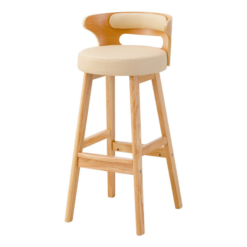 Nordic Modern Simple Wood Bar High Chair Natural Solid Wood Stool within Leisure Facilities and High Stool