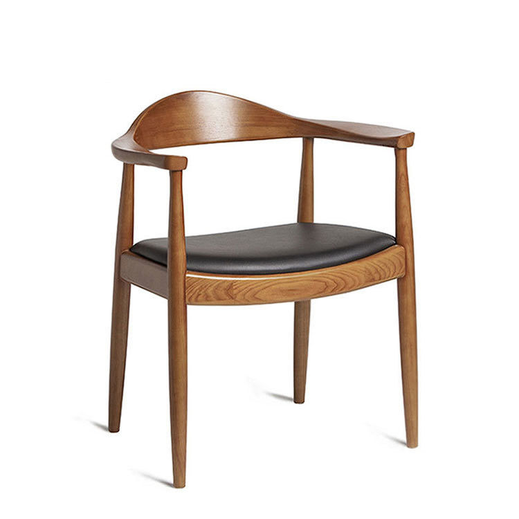Short Leg Nordic Restaurant Used Wood Imitated Teak Dining Chair with Vinyl Upholstery