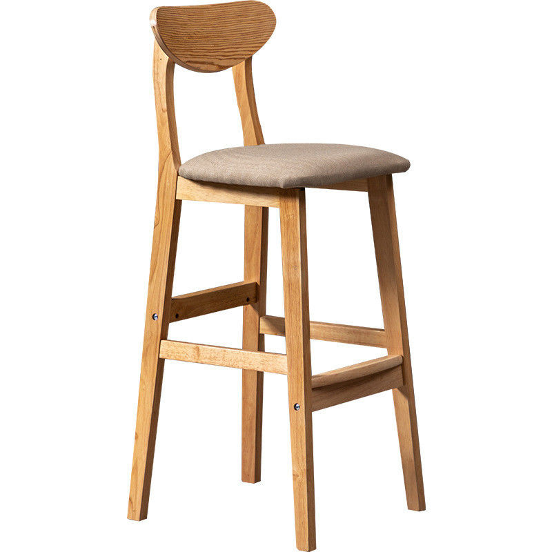 Upholstered Solid Wood Bar Stool in Vintage Style for Pub Coffee Shop W38*D44*H101 cm