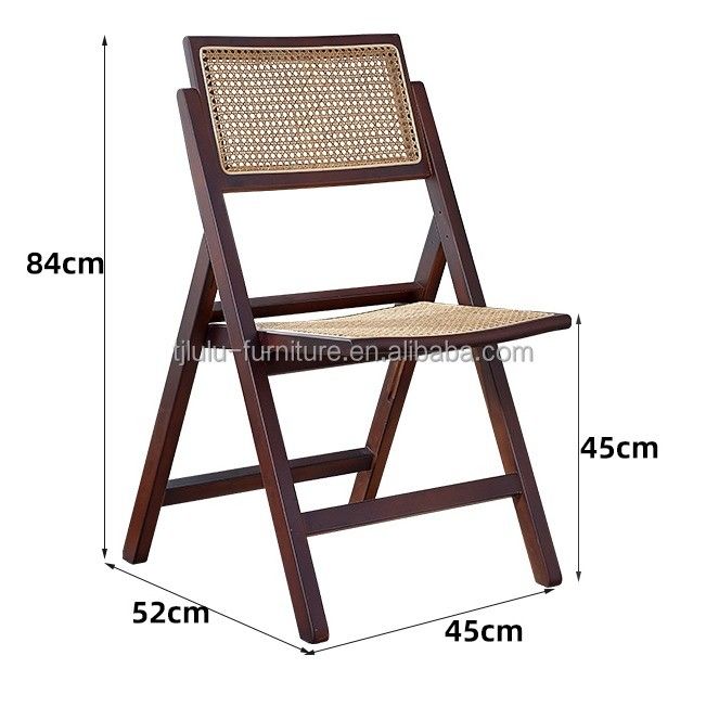 Mail Packing Solid Wood Rattan Folding Dining Chair for Nordic Restaurant Decoration