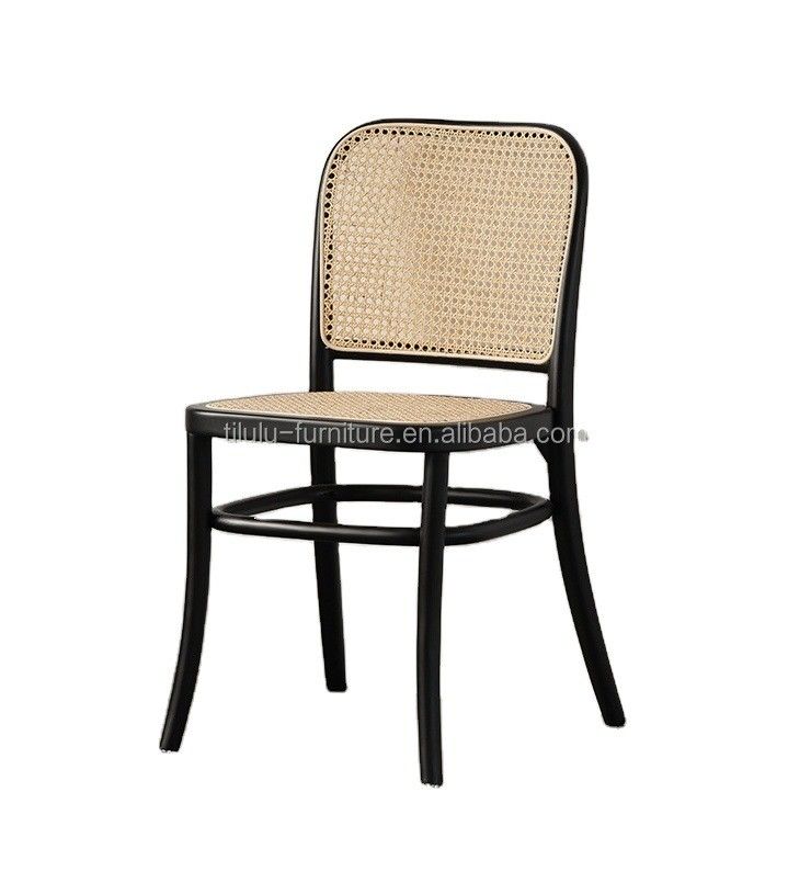 Dining Room Furniture Wooden Rattan Backrest Leisure Rattan Chair for Nordic Indoor Modern Garden Restaurant Cafe Furniture