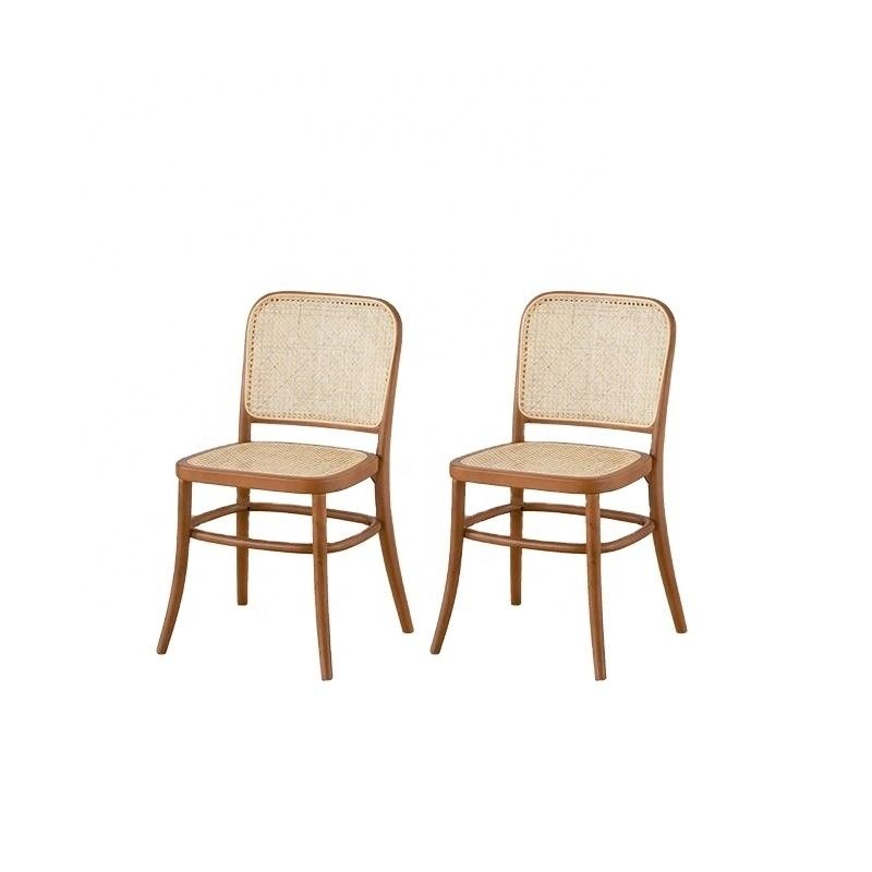 Durable Modern Design Style Wooden Rattan Backrest Leisure Rattan Dinning Chair for Outdoor Garden Restaurant Cafe Furniture