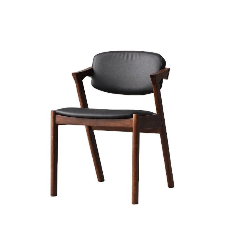 Home Furniture Nordic Style Z Shaped Oak Wood Pu/ Fabric Upholstered Dining Chair with OEM Service Accepted General
