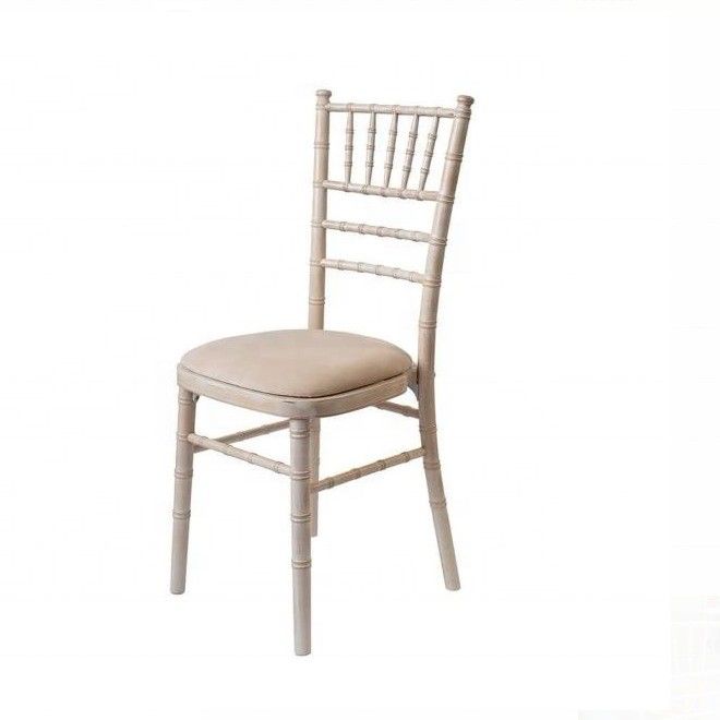 Home Furniture Mail Packing White Wash Chiavari Chairs Wood Wedding Hotel Banquet Stackable Chair with Removable Cushion