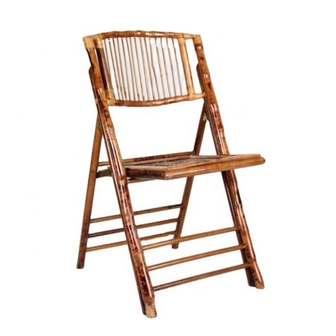 Rattan / Wicker Seat Back Material Customized Colour Rustic Bamboo Folding Outdoor Dining Chair for Event Party Furniture
