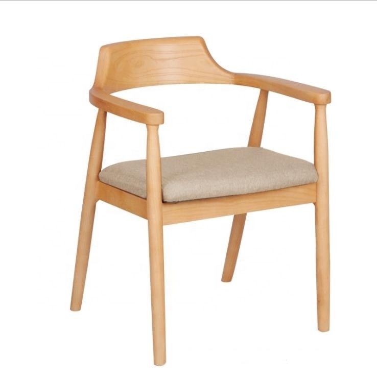 Restaurant Dining Room Furniture Modern Wooden Armrest Chair with Solid Wood Frame and Pu Seat