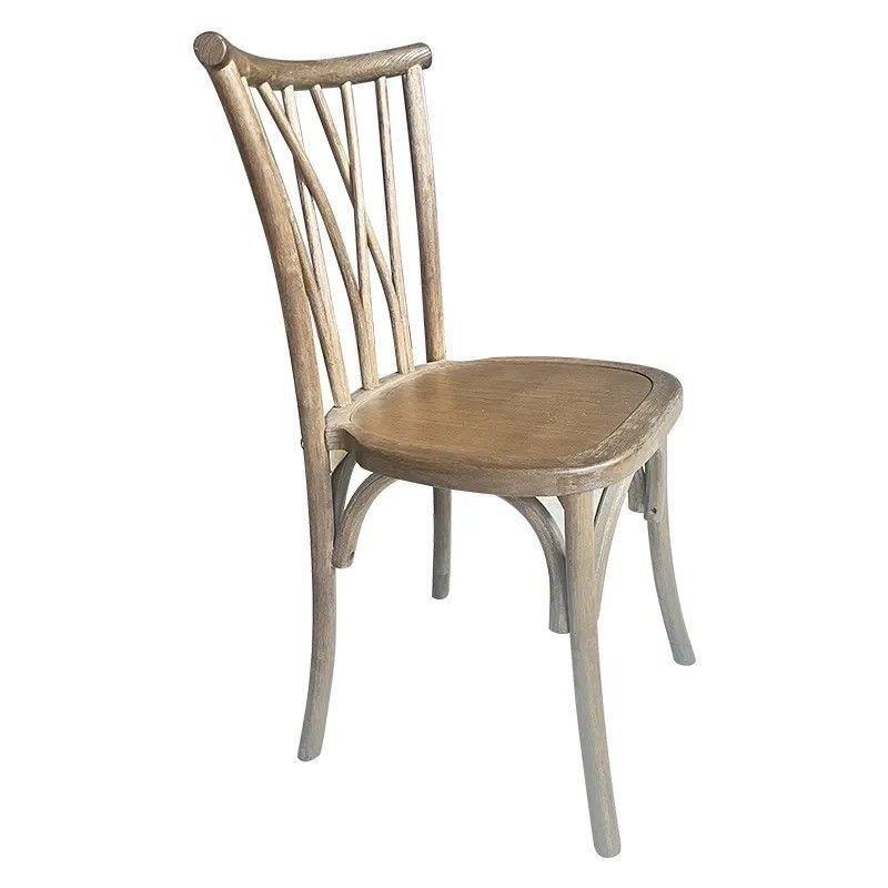 Antique Wedding Event Vintage X Cross Back Stackable Wood Chair with Rattan Foam Seat