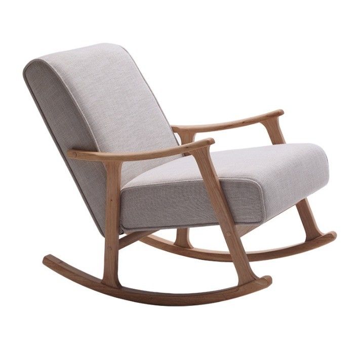 Practical High Density Sponge Fabric Wood Rocking Chair for Living Room European Style