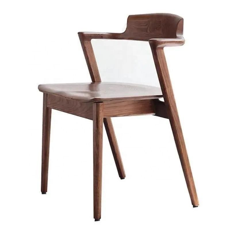 Nordic Leisure Wooden Ash Wood Handrail Modern Dinning Chair for General Home Furniture