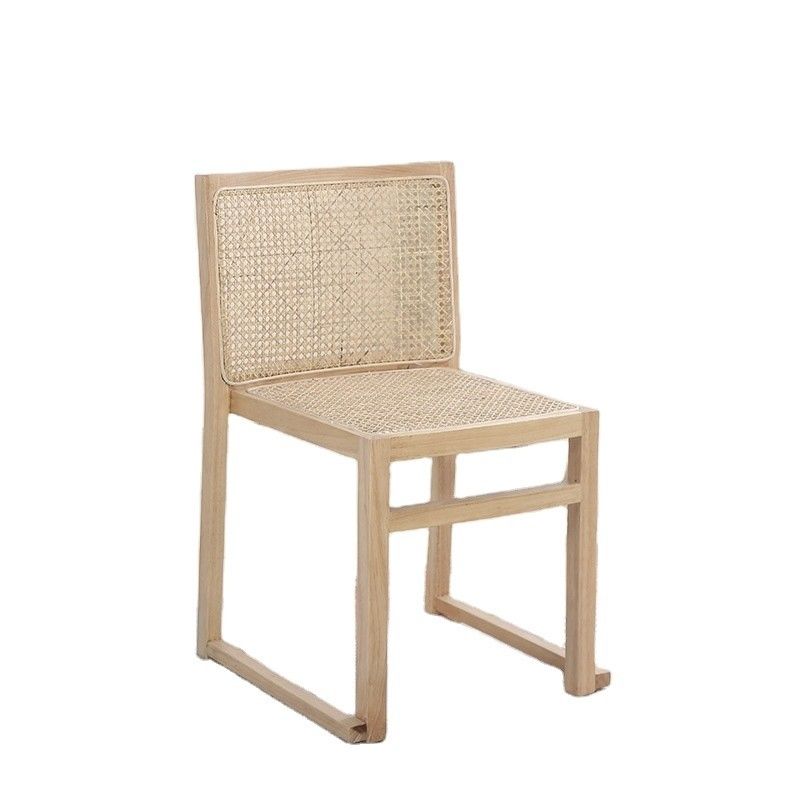 Dining Room Furniture Real Rattan Solid Wood Dining Chair for Stackable and Nordic Leisure