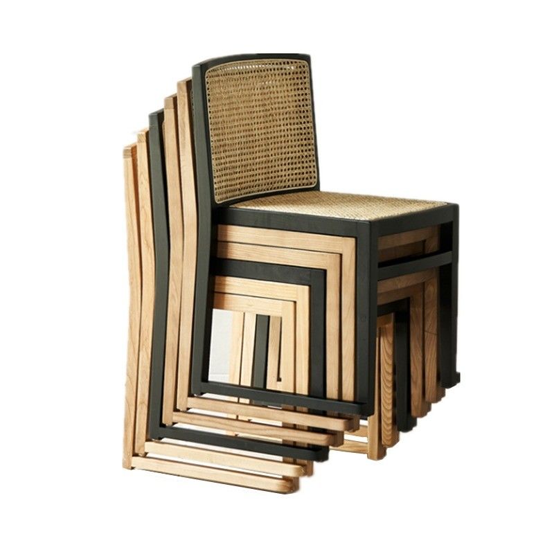 Stacked Rattan Dining Chair Custom Wood Armless Chair for Dining Room W49CM*D42.5CM*H80CM