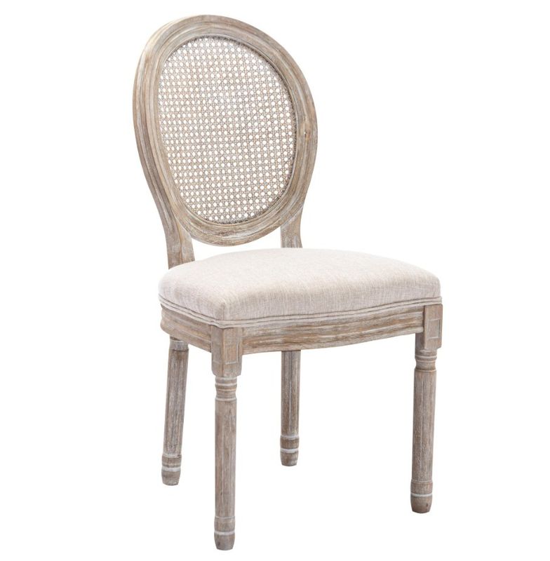 PU Leather Covered French Vintage Style Dining Chair with Stackable Design and Solid Wood