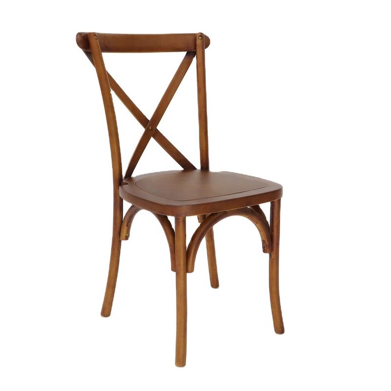 Commercial Furniture Stackable Vintage Cross X back Wood Dining Chairs for Weddings Events and Restaurants