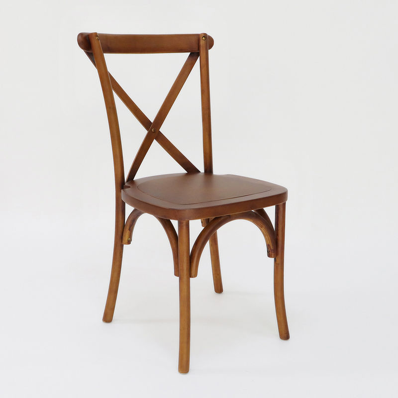 Apartment Modern Cross Back Stackable Wooden Seat Solid Wood Banquet Wedding Wooden Chair for Apartment Furniture