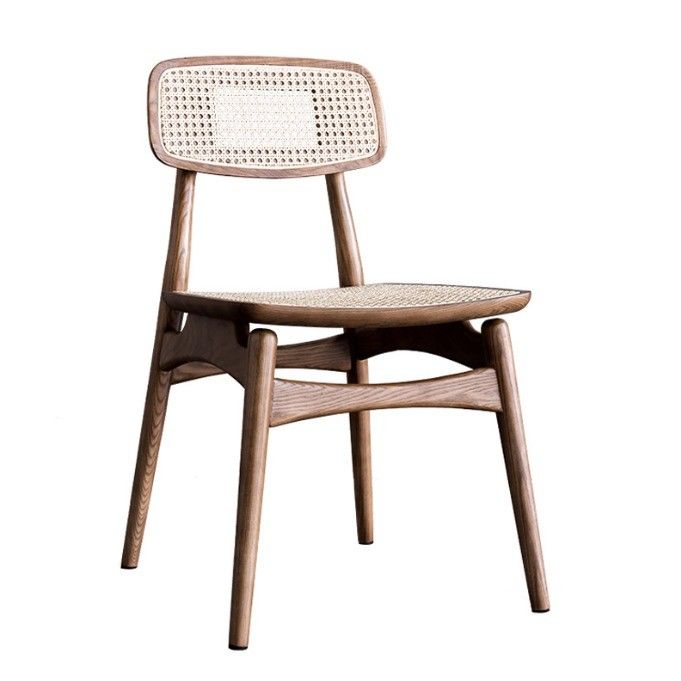 Modern Design Solid Wood Armless Rattan Dining Chair for Indoor Home Furniture