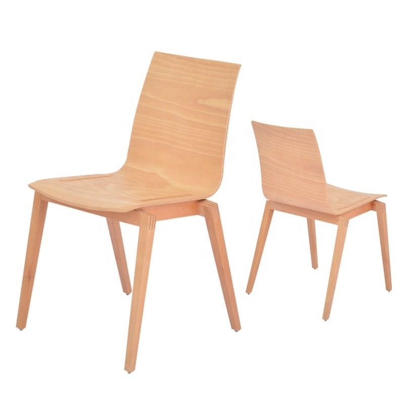 Solid Wood Seat Stackable Chair for Coffee Shop and Restaurant Curved Back Design