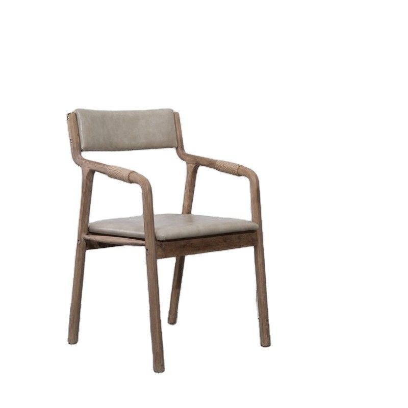 Dining Room Furniture Solid Wood Vintage Style Rope Decorated Dining Armchair
