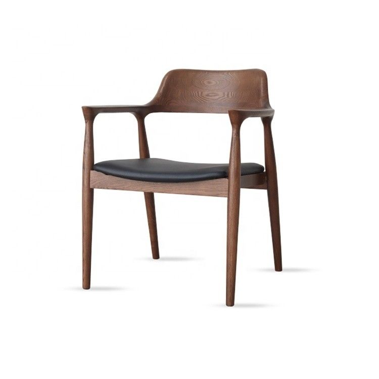 Dining Room Furniture Modern Black Leather Upholstered Wooden Material Dining Chair with Upholstery and Design
