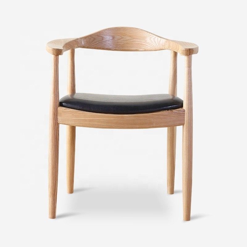 Solid Wood Low Round Back Dining Chair in Modern Style for Luxury Dining