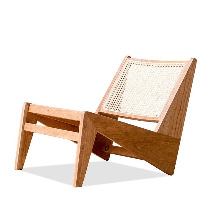 Contemporary Design Home Furniture Woven Rattan Chair Solid Wood Chair for Leisure Spaces Contemporary Style