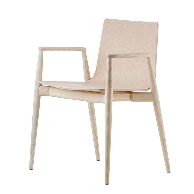 Nordic Light Luxury Solid Wood Armchair Leather Upholstered Dining Chair for Hotel Cafe and Living Room Mail Packing