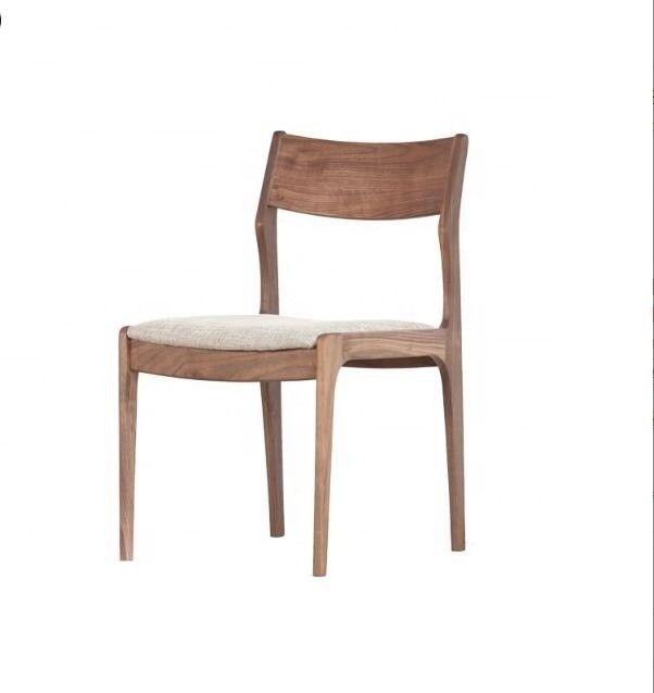 Stackable Upholstered Dining Chair Nordic Solid Walnut Wood for Modern Coffee Shop and Restaurant Furniture