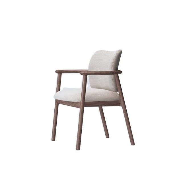 Home Furniture Luxury High End Nordic Solid Ash Wood Bent Backrest High Density Sponge Upholstered Arm Chair