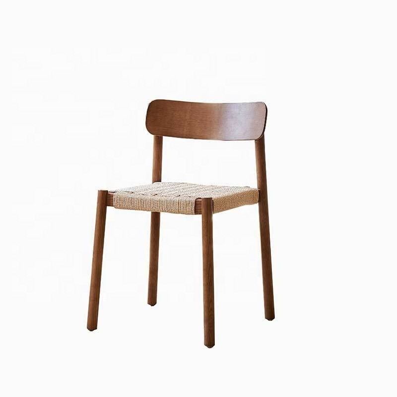 Create a Relaxing Dining Atmosphere with Nordic Light Luxury Solid Wood Dining Chair and Woven Rope Backrest