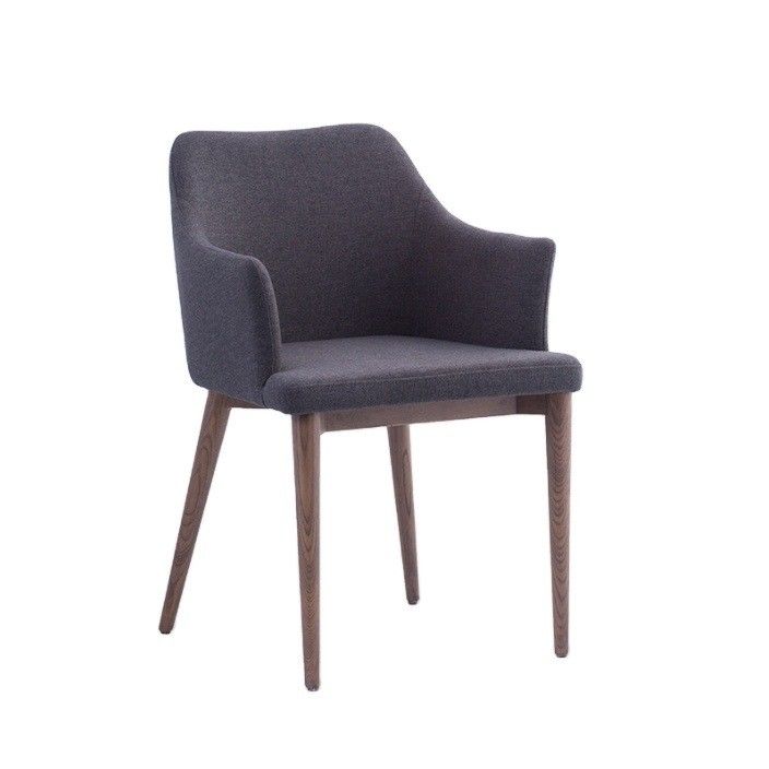 Hotel Restaurant Dining Chair with Solid Ash Wood Frame and Upholstered Metal Fabric Foam Seat