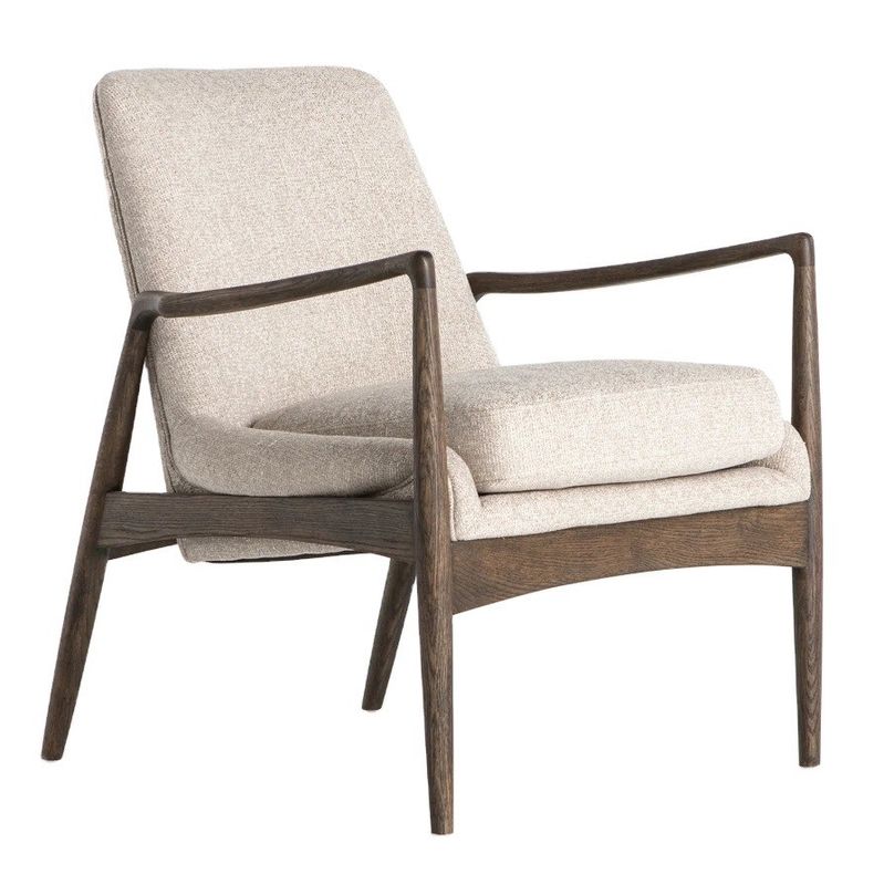 Single Living Room Furniture Wooden Upholstered Sofa Chair with Fabric and Foam Cushion on Wooden Frame