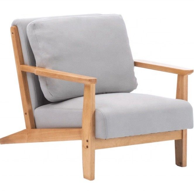 Nordic Morden Solid Wood Vintage Single Sofa Wooden Leisure Arm Chair Upholstered Sofa Recliner Chair
