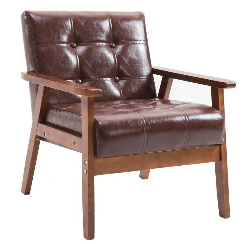 Comfortable Wooden Design Pu Seat Armchair for Hotel Dinning in Office Building and Coffee Shop