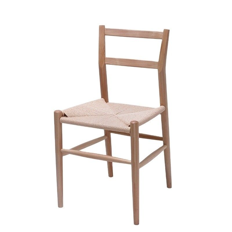 Hotel Restaurant Banquet or Home Simple Backrest Chair with Hemp Rope Weaving and Wooden Legs