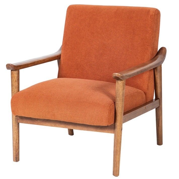 Mail Packing Custom Nordic Upholstered Single Sofa Chair Wood and Fabric Armchair with Custom Upholstery