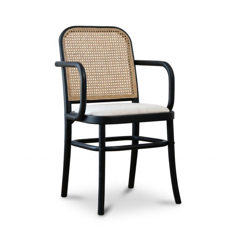Antique Design Wooden Rattan Back Dining Arm Chair for OEM/ODM and Leisure Chair Style