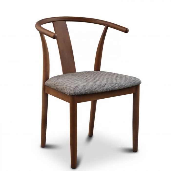 Vintage Coffee Shop Furniture Solid Wood Dining Wishbone Chair with Cushion and Mahogany Finish Two Years Guarantee