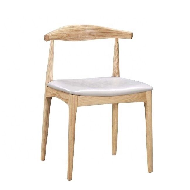 Hotel Modern PU Leather Solid Wood Dining Chair with NO Folding and Modern Horn Design