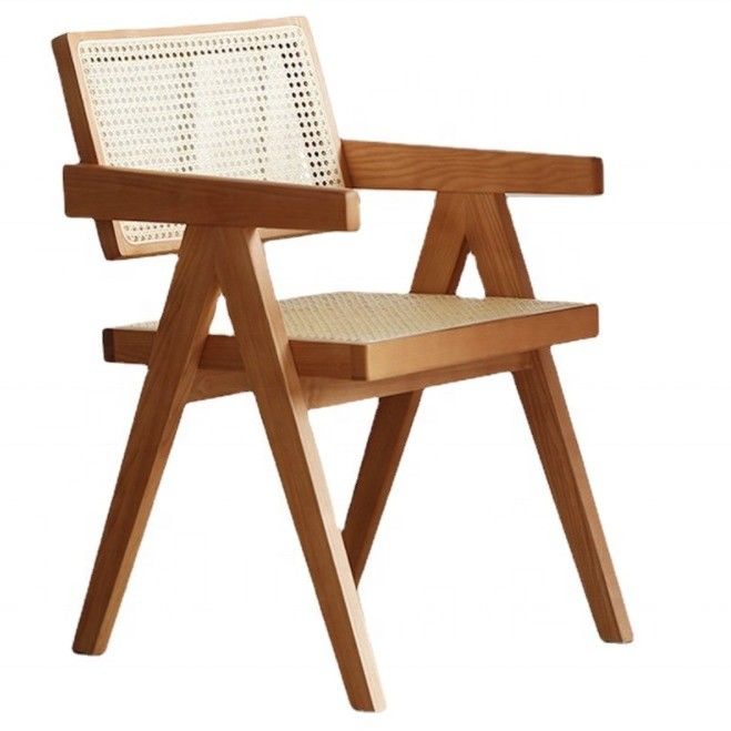 Comfortable Fabric Upholstered Rattan Wicker Chair for Home and Restaurant Dining Experience