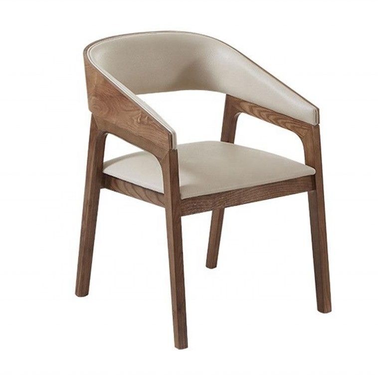 Modern Dining Room Furniture Oak/Ash Wood Upholstered Arm Chair for Hotel and Restaurant