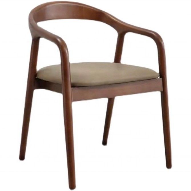 Solid Wood Legs Dining Chair with Leather Cushion for Restaurant Cafe Hotel NO Folded in Antique Style