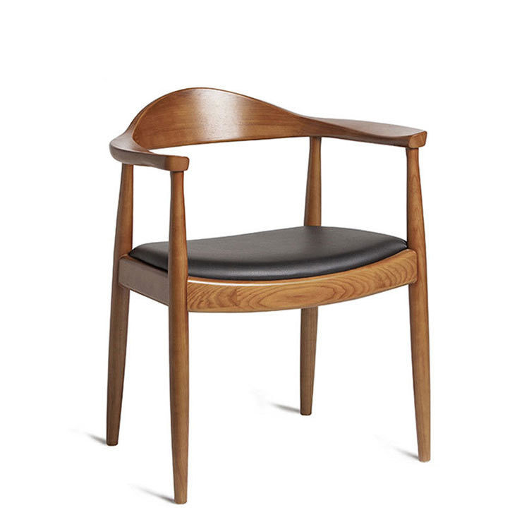 Nordic Low Arm Fancy Solid Teak Wood Design Dining Chair With Wood Seat for Living Room and Dining Room Furniture