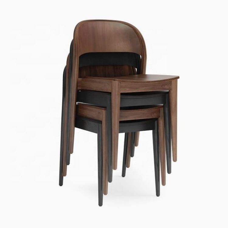Stackable Wooden Dining Chair at Affordable for Commercial in Contemporary Design Style