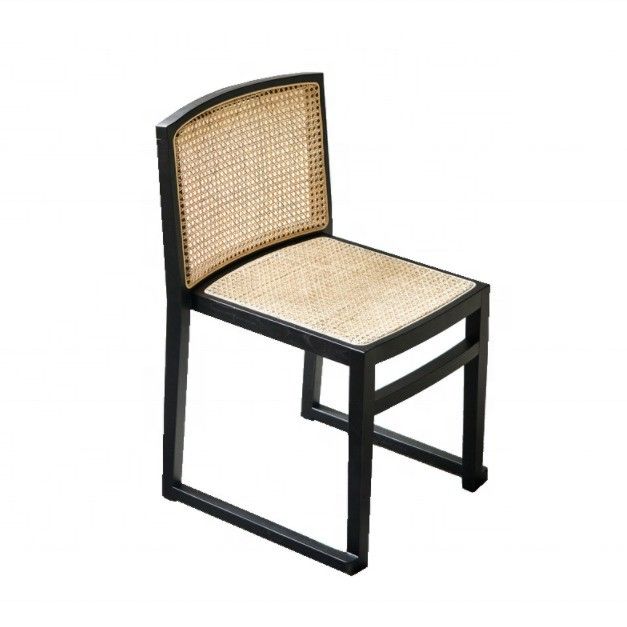 Space Saving Stacking Wood Rattan Dining Chairs Modern Nordic Style for Comfortable Dining
