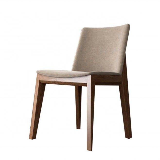 Simple Design Restaurant Living Room Fabric Dining Chair with Adjustable Backrest and Indoor Wood Legs