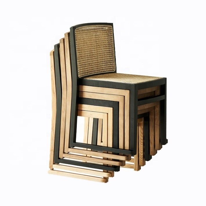 Dining Room Furniture Modern Solid Wood Dining Chair for Banquet Stackable Rattan Chair NO Folded