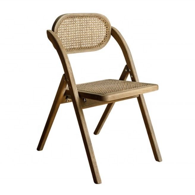 Rustic Style Solid Wood Rattan Folding Chairs for Events Optional Colors and Durable Design