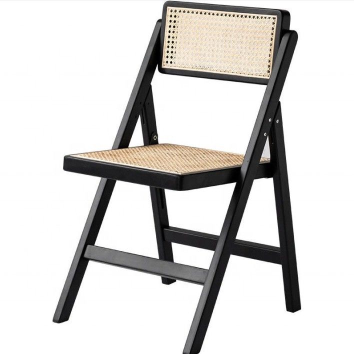 Solid Wood Rattan Frame Natual Rattan Dining Chair Folded Yes for Events in Modern Furniture Restaurant