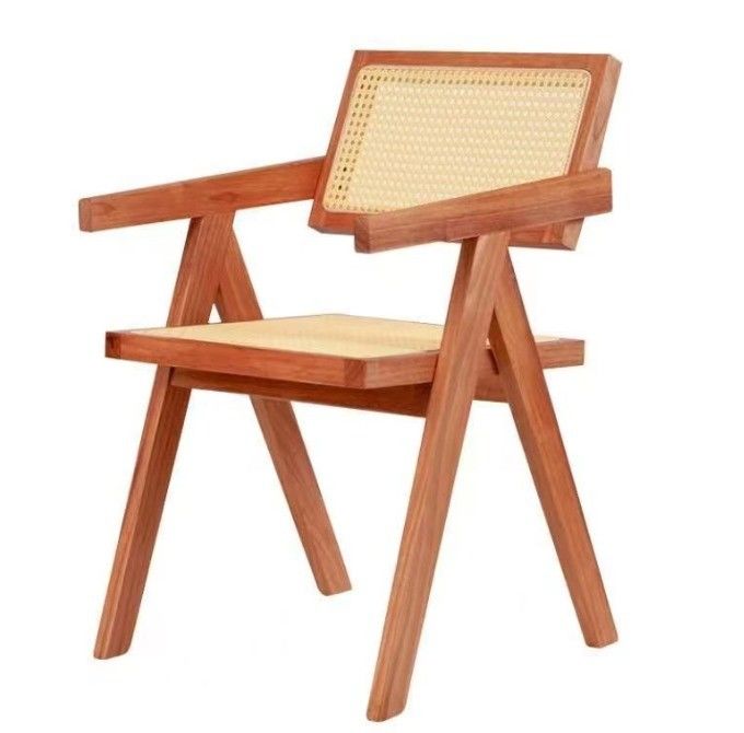 Modern Design Style Dining Room Furniture Luxury Rattan Solid Wood Restaurant Chair With Armrest