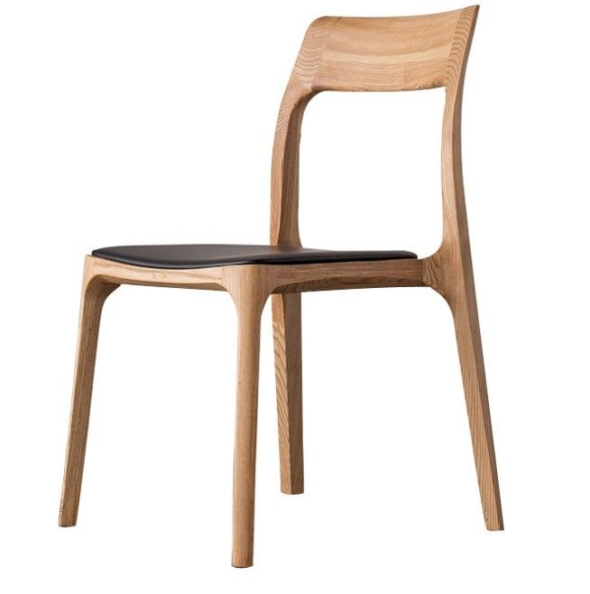 Customized Designs Design Style Elegant Nordic Solid Wood Dining Chair With PU Leather Seat